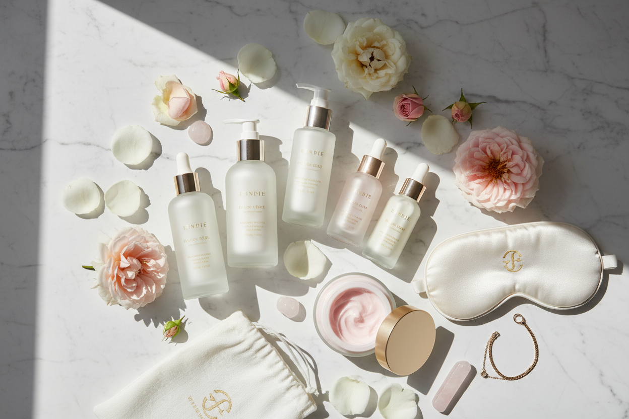 Skincare flat lay